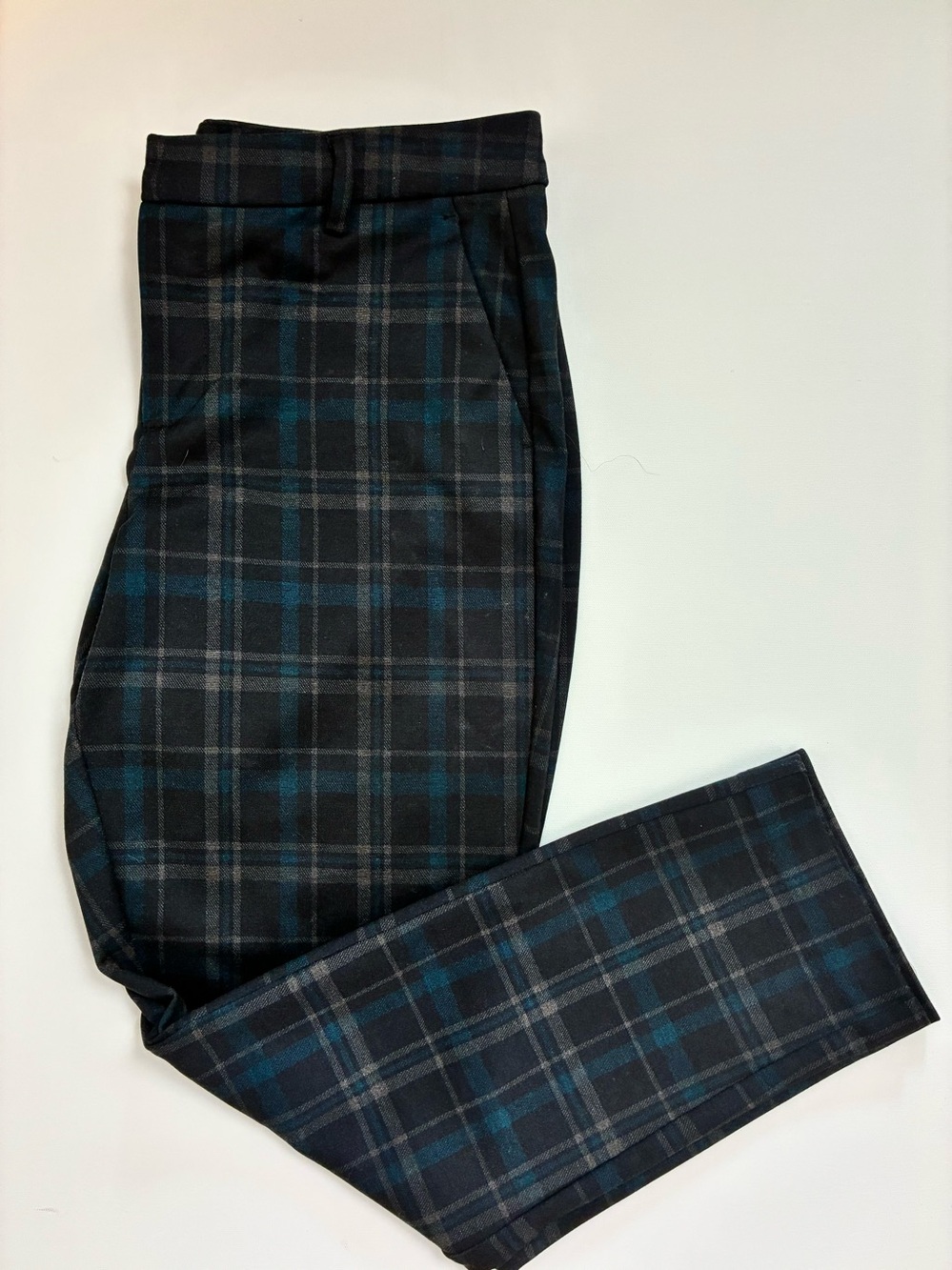 Liverpool Jeans Black/Evergreen Plaid Double Knit Pants